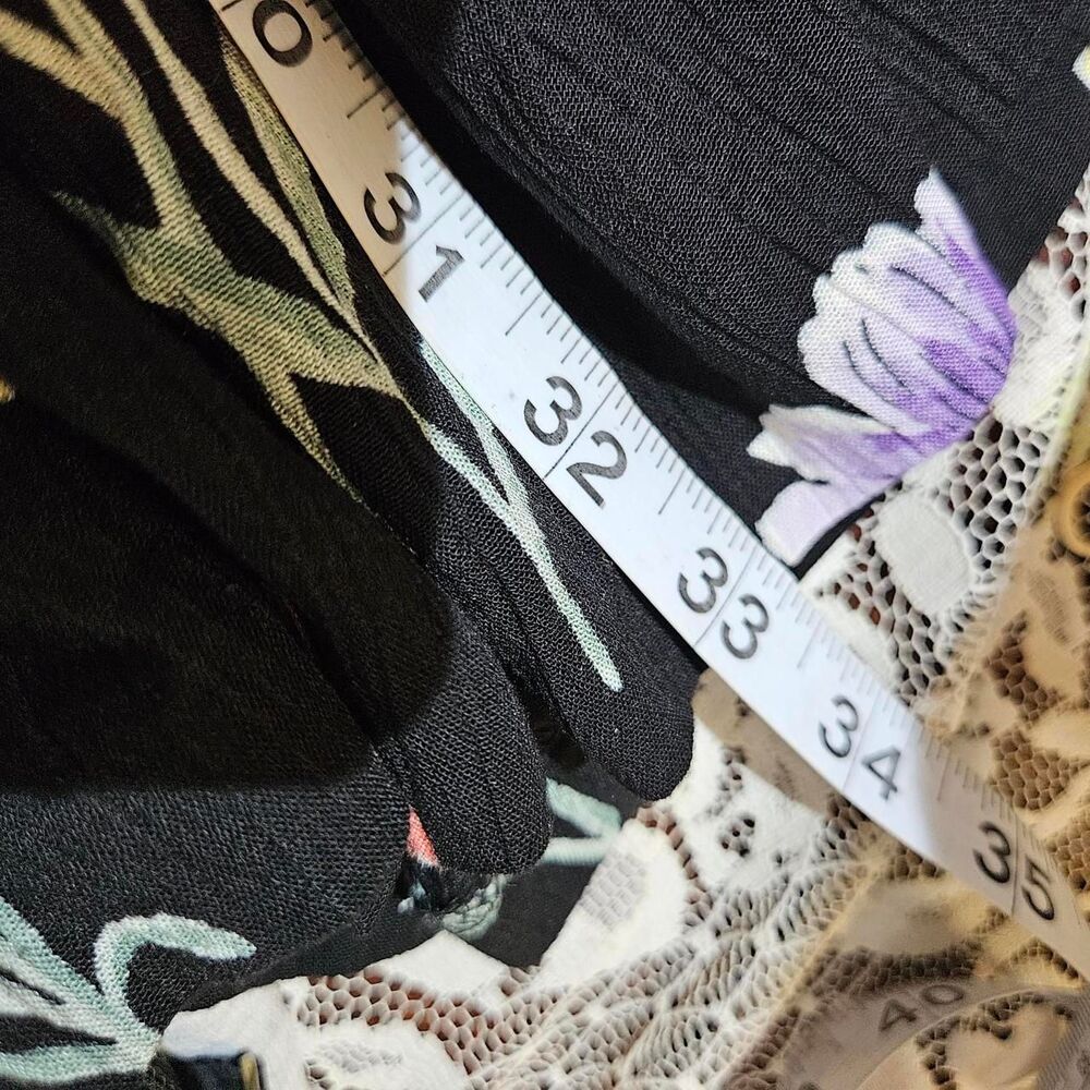 90s indie cottagecore black floral shirt and maxi skirt set - Picture 6 of 8